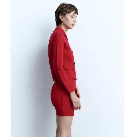 BLOGGER'S FAVE! Zara Red Wool Blazer Jacket NWT - Picture 14 of 15